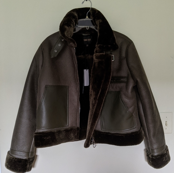 Faux leather cropped bomber jacket - Picture 8 of 8